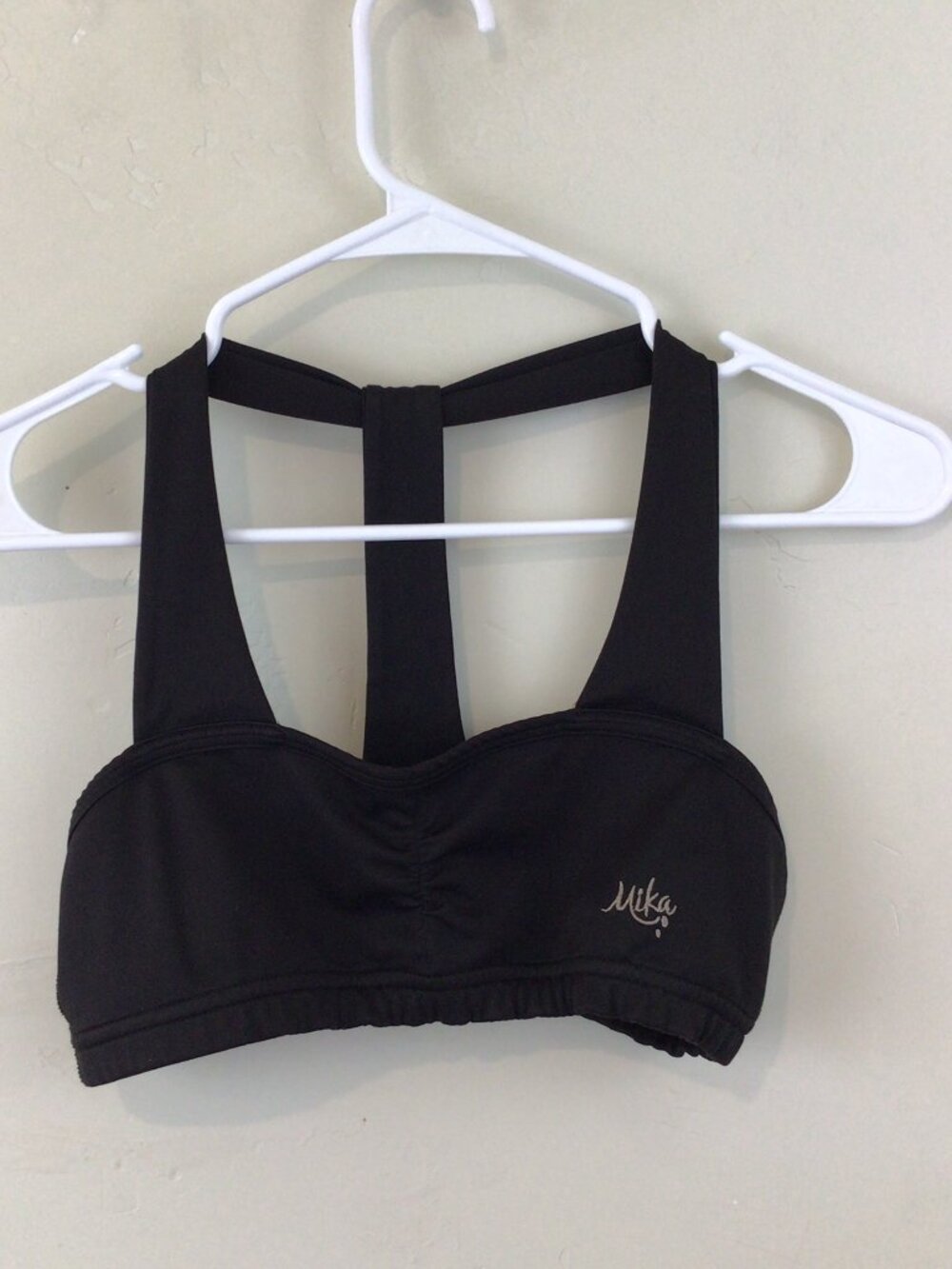 Mika Yoga Wear Black Sports Bra with Wide T-Back Straps